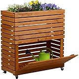 dobar® Großes Hochbeet Rolla aus Massivholz Gr. L mit Rollen - Erhöhtes Beet...