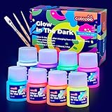 colozoo Nachtleuchtend Acrylfarben Set | 8x20ml Leuchtfarben + 3 Pinsel | Die...