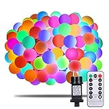 Afufu Lichterkette Bunt, 100er LED Kugel Lichterkette 13m Innen/Außen mit...