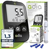 adia Blutzuckermessgerät (mmol) mit 60 Blutzuckerteststreifen, 10 Lanzetten, 1...