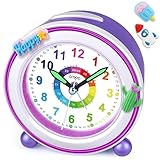DTKID Wecker Kinder, Kinderwecker Ohne Ticken mit Snooze und Nachtlicht,...