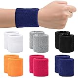 12 Stück Schweißband Handgelenk, Baumwolle Schweißband, Absorbierende...