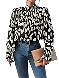GORGLITTER Bluse Mit Rüschen Damen Bluse Mit Stehkragen Langarm Blusenshirt...