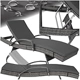 tectake® Polyrattan Sonnenliege, Gartenliege mit 5-Fach Verstellbarer...
