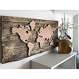 WINTINI Premium DIY-Wandbild - LED-Weltkarte aus Holz - Wanddekoration...