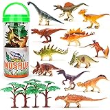 Sanlebi Mini Dinosaurier Figuren Set, 16 Stücke Realistische Kleine Dinosaurier...