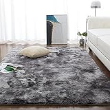 CHOSHOME Teppich Wohnzimmer Shaggy Hochflor Schwarz Langflor Kinderzimmer Modern...