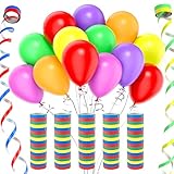 Septeamay 5 Rollen Luftschlangen Regenbogen + 30pcs Luftballons, Luftschlangen...