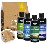 AllgäuQuelle® Saunaaufguss Set Bio 4er Sauna Zubehör 4x100ml Sauna Aufguss -...