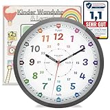 Bada Bing Montessori Wanduhr für Kinder - bruchfeste Acrylglasscheibe - Lernuhr...