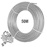 2 mm Drahtseil, 316 Edelstahldrahtkabel, 50 m langes Flugzeugkabel mit 25...