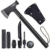 Axt Survival 9 in 1, Camping Groß, Multitool mit Hammerscheide Pfeife, Scharfe...