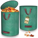 BuzzoXerex 2x Gartenabfallsack mit Deckel, Gartensack 500L Selbststehend mit 4...