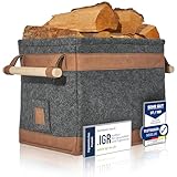 OAKAGE® Holzkorb für Kaminholz Groß [Schmutzabweisendes Innenfutter und...