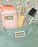 melu kids® Namensaufkleber für Kinder - Kleidung & Gegenstände (50 Stück)...