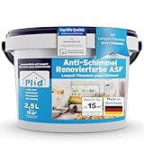 Plid® Anti Schimmel Renovierfarbe Innen Weiß 2,5L [FÜR ALLE WÄNDE] -...