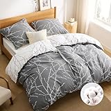 BEDSURE Bettwäsche 135x200 Baumwolle 4teilig - Bettwäsche-Sets Grau Bettbezug...