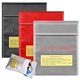 Pavlleen 3 Stück Feuerfest Wasserdicht Safe Bag, Feuerfeste Akku Tasche, Lipo...