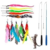 Katzenangel Stabil mit Federn, 1 Set Katzenspielzeug-Stab, Katzenspielzeug Angel...