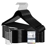 VonBueren 20 x Kleiderbügel Holz schwarz | 44,5 x 22 cm je Bügel/Holzbügel |...