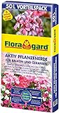 Floragard Aktiv Pflanzenerde für Balkon und Geranien 50 Liter - mit 6 Monate...