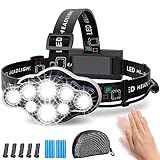 MLIAIMCE Stirnlampe, Superheller Stirnlampe LED Wiederaufladbar 18000 Lumen 8...