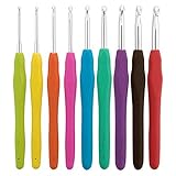 LIHAO 9X Häkelnadeln Nadelset Aluminium mit bunten Gummigriff Stricknadeln