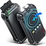 26800mAh Wireless Powerbank mit 4 Kabeln, 30W USB C Solar Power Bank...