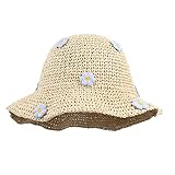 Meliyya Damen Strohhut Faltbarer Verstellbar Sommer Stroh Sonnenhut Blumen...