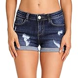 Hocaies Jeansshorts Basic in Aged-Waschung Jeans Bermuda-Shorts Kurze Hosen aus...