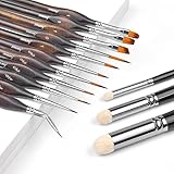 Modellbau Pinsel - 11 Premium Feine Detail Pinselset+3 Drybrush Pinsel für...