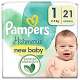 Pampers Harmonie Größe 1 SINGLE PACK, 21 Windeln, 2kg - 5kg, sanfter...