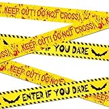 GJKLO 2 Stück Halloween deko absperrband, 7.5cm x 9m, Absperrband Warnklebeband...