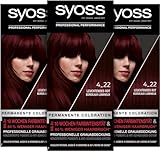 Syoss Color Coloration 4_22 Leuchtendes Rot Stufe 3 (3 x 115 ml), permanente...