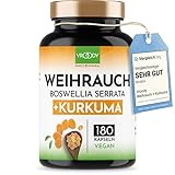 Weihrauch Kurkuma Vergleichssieger, 180 Kapseln hochdosiert Boswellia Serrata...