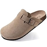 Comwarm Unisex Clogs Wildleder für Frauen aus Leder Rutschfest Pantoletten mit...