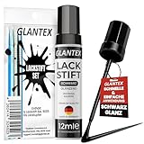 GLANTEX Lackstift Schwarz glänzend 12ml - Hohe Deckkraft für Kratzer &...