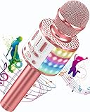 Karaoke Mikrofon, Drahtloses Bluetooth Mikrofon Kinder mit LED, Tragbares...