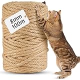 100m Sisalseil für Kratzbaum 8MM, Natur Sisal Seil für Katzen, Kratzseil,...
