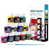 Textilfarbe Waschmaschinenfest Set 12x25ml – Stoffmalfarben Set – Waschfeste...