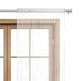 wometo Fadenvorhang Türvorhang Fäden 90x245 cm weiß - Stangendurchzug oekoTex...