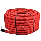 Unterirdisches Wellrohr M50 mm | Leerrohr Elektrorohr Erdwellrohr Rot | 5m 10m...
