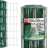 Maschendrahtzaun - verzinkter Stahl Grün PVC-beschichtet, 100 x 50 mm, Ø 2.2...