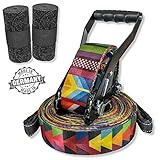 BUZZARD Havanna - Nachhaltiges Slackline-Set 15 m mit Baumschutz 120 cm - Made...