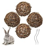 4 Stück Natur Weidenball Spielzeug, Meerschweinchen Spielzeug Vogel...