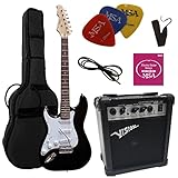 ELEKTROGITARRE SCHWARZ LINKS - E-GITARRE LINKSHÄNDER - IM SET MIT 20WATT...