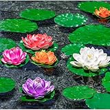 Seerosen Künstlich, 6 Stück naturgetreue Wasserlilien, Teichpflanzen aus...