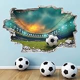 TOARTI 3D Fussball Arena Wandtattoo,Durchbruch Wandaufkleber für Kinderzimmer...