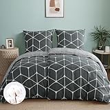 RUIKASI Bettwäsche 135x200 Baumwolle 4teilig Anthrazit - Baumwollbettwäsche...