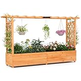 SOARS Hochbeet mit Rankgitter, 200 x 44 x 114 cm, Blumenkasten mit Spalier &...